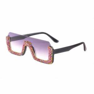 Gafas de Sol Cuadradas Extra Grandes Vintage UV400 para Mujer, Gafas de Sol de Media Montura con Pedrería, Gran Venta 2020 - Product Image 6