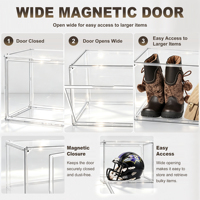 DAYOOH Lot de 5 boîtes de rangement pour bottes transparentes extra-larges, empilables, en acrylique magnétique, pour entrée et placard