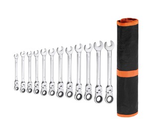 Clés à cliquet combinées en acier au carbone de qualité industrielle, chromées, métriques, de haute qualité, personnalisables OEM - Product Image 1
