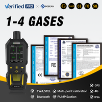 Monitor de 4 Gases Bosean con Bomba para Espacios Confinados, Detector Multigas O2 H2S CO LEL con Almacenamiento de 30000 Datos