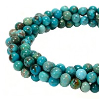 Perles rondes en turquoise naturelle du Pérou, perles de pierres précieuses à énergie curative, perles pour la fabrication de bijoux, pierre naturelle