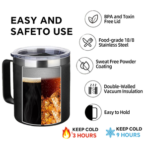 แก้วน้ำสแตนเลสขนาด 14 ออนซ์ ดีไซน์มินิมอลสำหรับเดินทาง แก้วกาแฟคลาสสิก ขนาด 12 ออนซ์ แก้วเก็บความร้อนสำหรับเบียร์ ไวน์ แคมป์ปิ้ง ปาร์ตี้ แก้วเซรามิก - Product Image 3