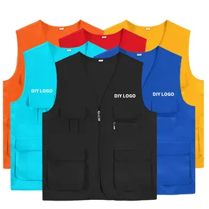 Gilets de pêche personnalisés à haute rentabilité Fournitures d'usine gilets multi-poches Combinaisons de tir Gilets pour hommes avec poche