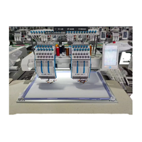 Machine à broder à 2 têtes, 12/15 aiguilles en option, système Dahao, équipement multifonctionnel pour broderie informatisée de casquettes plates et de vêtements