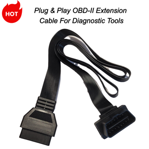 100%铜质16针扁平带状OBD II延长线公对母，兼容所有OBD II车辆，适用于汽车诊断工具 - Product Image 1
