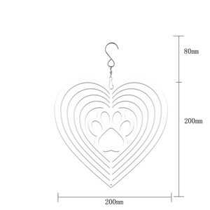 Sublimación de piezas en blanco para molinillos de viento con diseño de huellas de perro, molinillo de viento 3D de aluminio para decoración colgante de arte para patio y jardín - Product Image 2