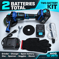 Meuleuse d'angle industrielle sans fil sans balais 21V 500W avec disque de 4 pouces, kit 2 batteries rechargeables pour découpe de métal portative