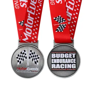 Unique design antique silver soft enamel logo medal custom motor events racing award medals with own design