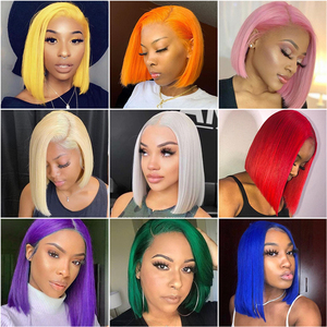 Bán Buôn Nguyên Brazil Tóc Màu Xanh Lá Cây Màu Sắc Bob Tóc Giả Glueless Tóc 13X4 Ren Phía Trước Tóc Con Người Ngắn Bob Tóc Giả Cho Phụ Nữ Da Đen - Product Image 6