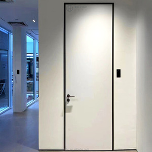 Minimalisme italien sur mesure Super haute <span class=keywords><strong>porte</strong></span> à travers le dessus en alliage d'aluminium grain de <span class=keywords><strong>bois</strong></span> <span class=keywords><strong>Imitation</strong></span> <span class=keywords><strong>porte</strong></span> intérieure augmenter la hauteur - Product Image 6