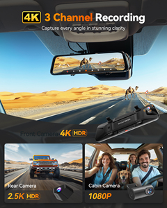 Wolfbox G900TriPro Dealer 4K+2.5K+1080P 3 Channel Cabin Monitor Mirror Dash Cam 4k Black Without Card G900TriPro Dash - Product Image 5