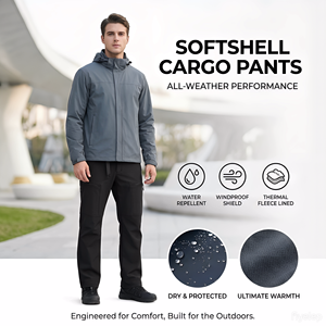 Pantaloni Softshell da Uomo Elasticizzati in 4 Direzioni con Cuciture Nastrate, Sottili, Antivento, Traspiranti, Resistenti, con Tasche, per Primavera/Estate/Autunno - Product Image 1