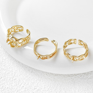 แหวนที่ใส่ไข่มุกลายฉลุทองแดงชุบทอง14K อุปกรณ์งานฝีมือ DIY แหวนป้องกันการเสื่อมเสียสำหรับเครื่องประดับแฮนด์เมด - Product Image 4