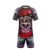 Ensemble de maillot de football sublimé Blaze pour homme, imprimé crâne, respirant, coupe athlétique, manches courtes, uniforme adulte toutes saisons