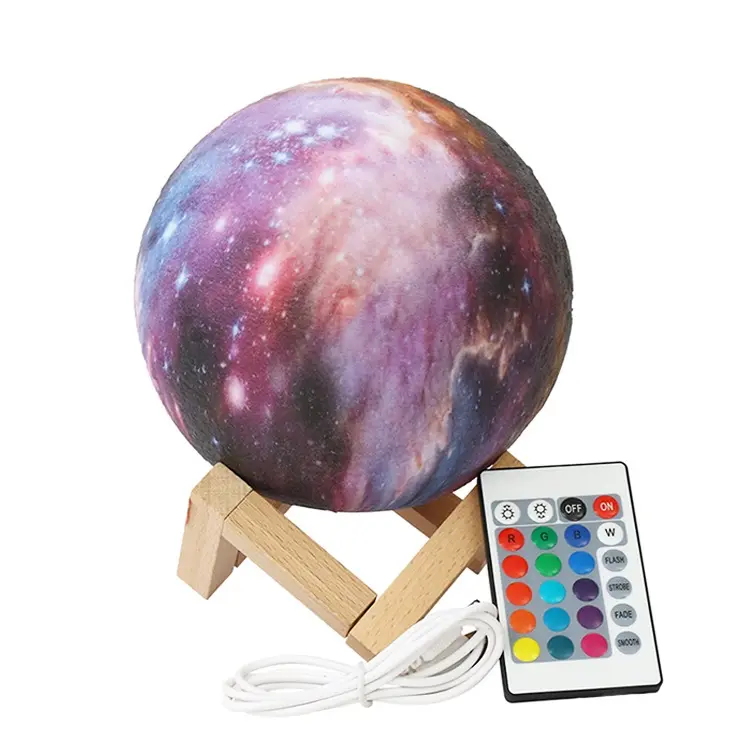 16 Color moon kids 3D print Lunar Rechargeable Touch Change night club lamp Remote LED night light For Gift