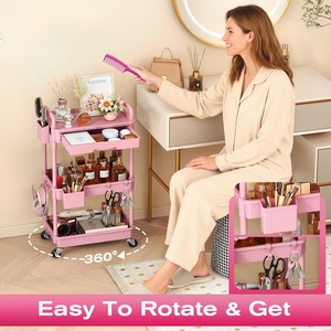<span class=keywords><strong>Carrito</strong></span> <span class=keywords><strong>Organizador</strong></span> de Maquillaje con Ruedas y Cajón Extraíble, Exhibidor de Cosméticos de 3/4 Niveles, <span class=keywords><strong>Carrito</strong></span> de Almacenamiento Estable para Cuidado de la Piel, para Tocador - Product Image 3