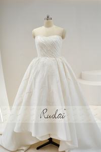 Ruolai QD06096 sevgiliye <span class=keywords><strong>Hi</strong></span>-<span class=keywords><strong>Lo</strong></span> kolsuz düğün elbisesi A-line saten dantel gelin kıyafeti - Product Image 5