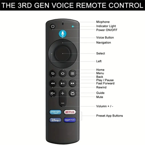 Télécommande intelligente de remplacement pour <span class=keywords><strong>Fire</strong></span> Stick <span class=keywords><strong>TV</strong></span> 3e génération, en plastique, compatible <span class=keywords><strong>Alexa</strong></span>, pour <span class=keywords><strong>Fire</strong></span> <span class=keywords><strong>Cube</strong></span> 4K MAX Lite, avec code fixe - Product Image 2