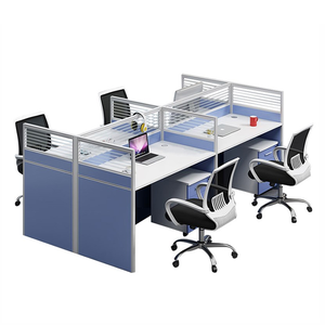 ウッドトップ商用ワークテーブルキュービクルデスクオフィスモジュラー2人用ワークステーション - Product Image 4