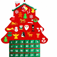 Calendrier de l'Avent en feutre réutilisable ChengNuo YiBai, arbre de Noël, compte à rebours de 24 jours, décoration murale en tissu de Noël, ornements détachables