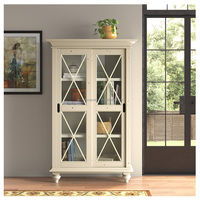 Bibliothèque de chambre moderne en bois massif avec portes vitrées, bibliothèque personnalisée avec porte Murphy à ouverture manuelle, surface finie