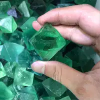 Wholesale Natural Green Fluorite Octahedron Crystal Stone Polyhedra Tourmaline