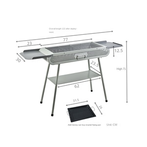 <span class=keywords><strong>Barbecue</strong></span> au <span class=keywords><strong>charbon</strong></span> <span class=keywords><strong>de</strong></span> <span class=keywords><strong>bois</strong></span> portable en métal pour l'extérieur, pliable, avec étagère en fonte, <span class=keywords><strong>valise</strong></span> pour un usage domestique - Product Image 1