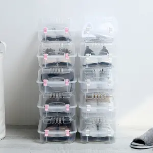 투명 플라스틱 쌓을 수있는 신발 주최자 운동화 보관 용기 신발통 디스플레이 케이스 옷장 - Product Image 1
