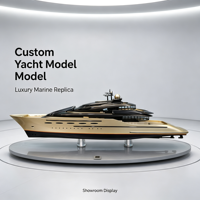 Modèle de yacht de luxe personnalisé avec coque dorée et superstructure noire