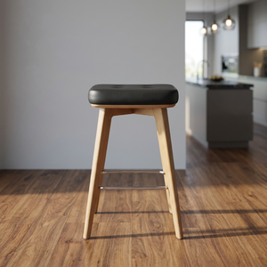 Modern Commercial Hotel <b>Bar</b> <b>Stool</b> with Faux <b>Leather</b> Seat Wood Frame Metal Base-Upholstered Design for Home <b>Bar</b> - Product Image 3