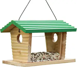 Squirrel Proof Hanging Bird House Feeder Wooden Bird House Bluebird Feeder Outdoors Mealworm Bird Feeder