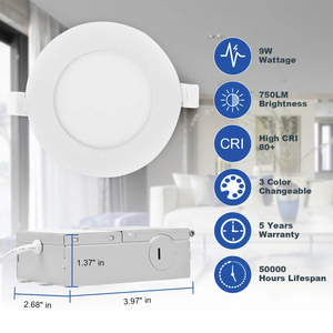 Illuminazione da Interno, Lampada <span class=keywords><strong>LED</strong></span> da Incasso a Soffitto Rotonda da 4 e 6 Pollici, Faretto 9W 12W <span class=keywords><strong>con</strong></span> CCT Regolabile, <span class=keywords><strong>Pannello</strong></span> Sottile - Product Image 2