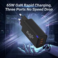 Adaptateurs de voyage génériques sans marque, adaptateur UE mince multi-ports PPS PD Type-C 65W, chargeur rapide USB-C GaN 65W