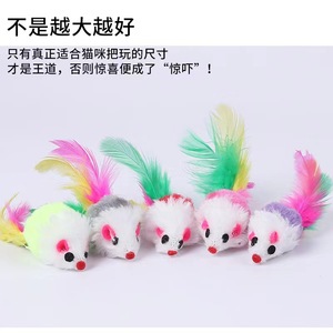 Juguete de peluche para gatos, ratón arcoíris con cola de plumas y sonido en el interior para gatos, juego interactivo - Product Image 5