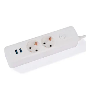Germany standard 2 outlets power strip electrical extension socket with on/off switch and indicator light