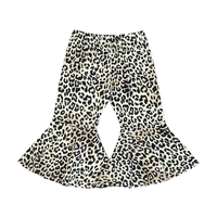 Bébé fille couleur unie super doux cloche pantalon tout-petits fille velours léopard cloche bas enfants fille pleine longueur pantalon évasé