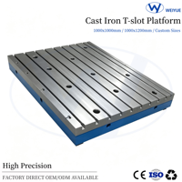 Plateforme en fonte anti-déformation à rainures en T, grande table modulaire à rainures en T pour dispositifs de mesure optique de précision