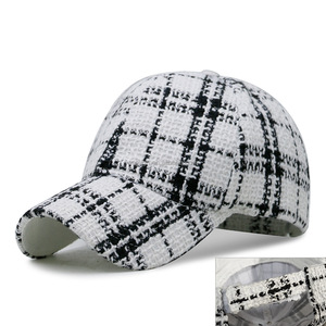 Printemps <span class=keywords><strong>et</strong></span> automne <span class=keywords><strong>femme</strong></span> 6 panneaux Tweed casquette noir blanc carreaux sport casquette de Baseball à la mode femmes <span class=keywords><strong>chapeau</strong></span> 100% coton Petsign - Product Image 4
