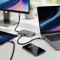 Cable USB 4 USB-C de 40 Gbps y 240 W PD 8K/60 Hz, Trenzado de Aleación de Aluminio, Compatible con Thunderbolt 3/4 para Laptop, Monitor y VR