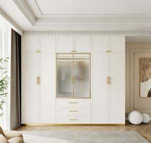 Large Capacity Bedroom <b>Wardrobe</b> Solid Wood With Sliding Doors Mirror Panels Hanging Rods and Drawer Units for Home Furniture - Product Image 4