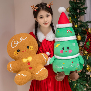 Nuevo poliéster personalizado suave relleno árbol de Navidad Santa Claus <span class=keywords><strong>Gingerman</strong></span> juguetes de peluche muñecas PP algodón relleno edredón bordado - Product Image 6