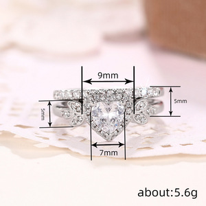 Anello a Cuore per Coppie, Elegante Gioiello con Zirconi per Proposta di Matrimonio, Regalo Romantico di Moda - Product Image 4