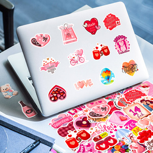 50 Pezzi <span class=keywords><strong>Adesivi</strong></span> Kawaii a Forma di Cuore Rosa, Decorazioni per San Valentino e Matrimoni, Decalcomanie Impermeabili in Vinile per Diari, Laptop, Buste e Regali - Product Image 2