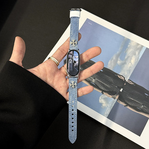 Correa de <span class=keywords><strong>Reloj</strong></span> de Mezclilla para <span class=keywords><strong>Mujer</strong></span>, Compatible con <span class=keywords><strong>Xiaomi</strong></span> Band 10, Diseño Cruzado, 8/9 NFC, Moderna y Versátil para Otoño/Invierno - Product Image 1