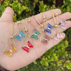 Braccialetti di piccoli animali di vendita caldi gioielli in oro 18 carati braccialetto regolabile da donna con zirconi a farfalla placcato in oro