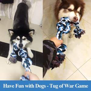 Giocattolo interattivo del cane del cotone con 5 nodi grande la masticazione della corda dura media per la macinazione dei denti a forma di osso palla confezionata nel gioco della borsa - Product Image 6