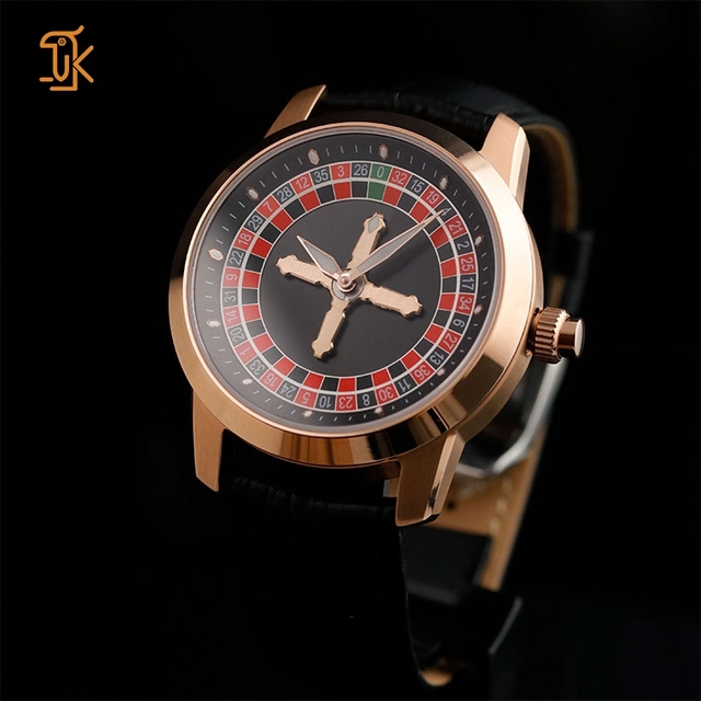 Wholesale Casino Quartz Watch Ronda 762 Movement Rotary Roulette Wheel Theme Sapphire Crystal 316l Stainless Steel Leather Strap