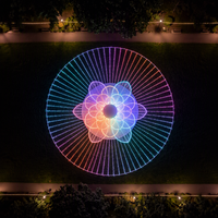 Patung Lampu Motif Teratai LED Raksasa Kustom IP65 Tahan Air Luar Ruangan RGB Warna-warni Kontrol Jarak Jauh Instalasi Seni Cahaya Taman Plaza