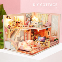 Kit de Casa de Muñecas en Miniatura de Madera para Armar, Diseño de Loft Rosa con Múltiples Habitaciones, Rompecabezas 3D DIY, Juguete Coleccionable para Adolescentes