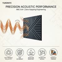Panneau acoustique géométrique en lattes de bois NRC 0.85, Akupanel modulaire carré, pour salons, chambres, maisons de luxe et salles d'écoute